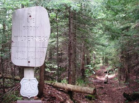 Signpost for Lye Brook Wilderness